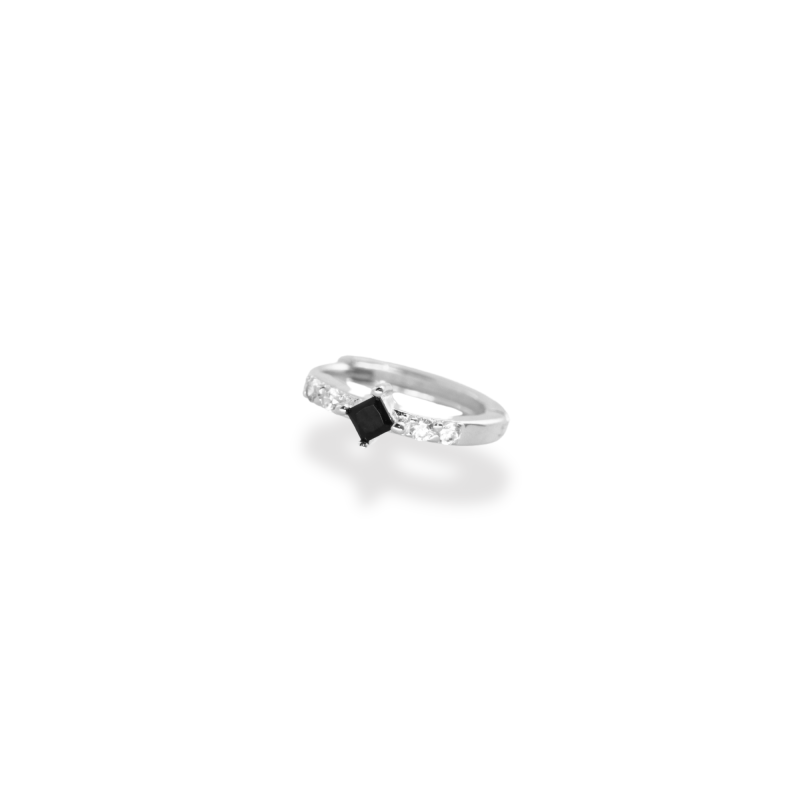 Mini-créoles losange noir argent 925 - unité