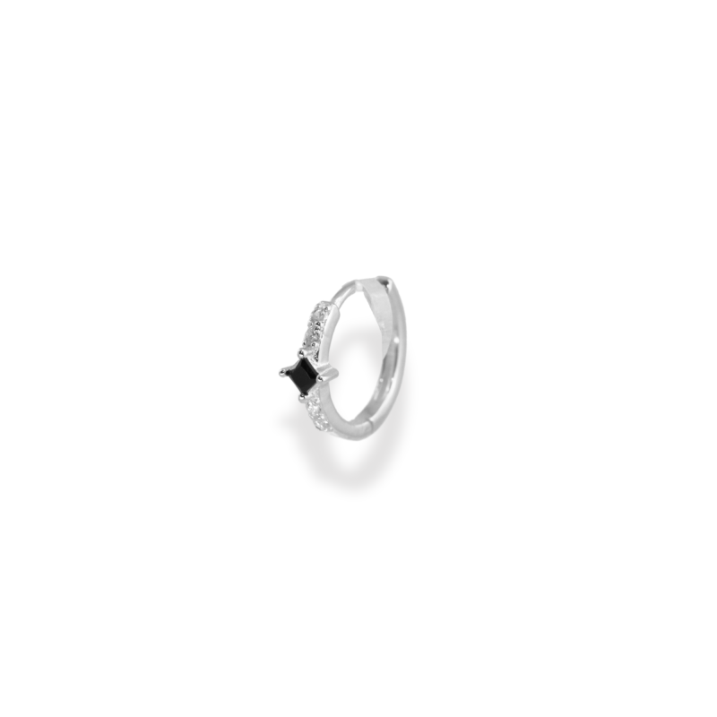 Mini-créoles losange noir argent 925 - unité