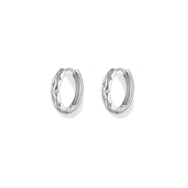 Minis-créoles oxydes étoiles argent 925 - 12mm