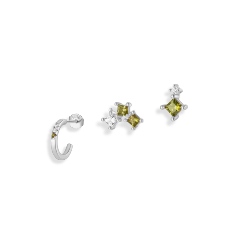 Composition trio vert - Argent 925