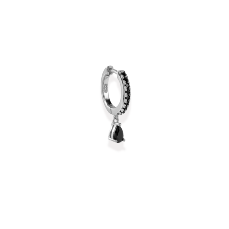 Mini-créole argent 11 mm et oxydes noirs - unité