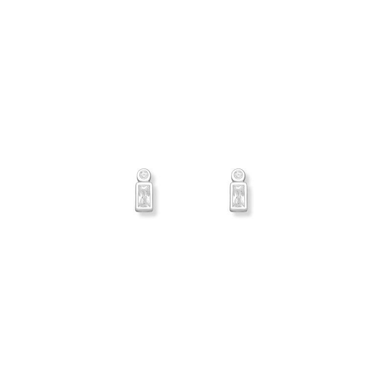 Puces double oxyde rectangle + rond - Argent 925