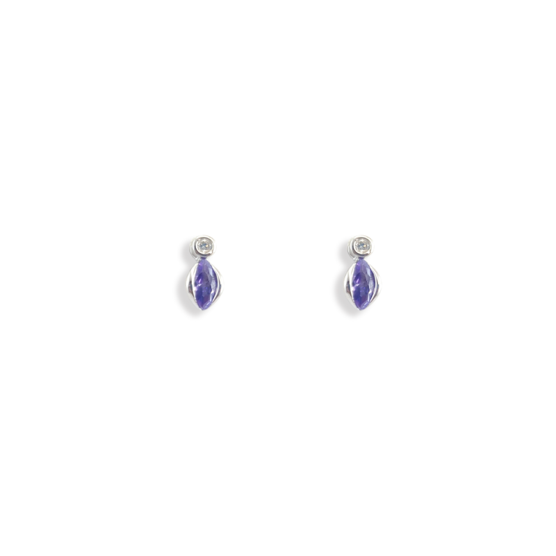 Puces zircons violet - argent 925