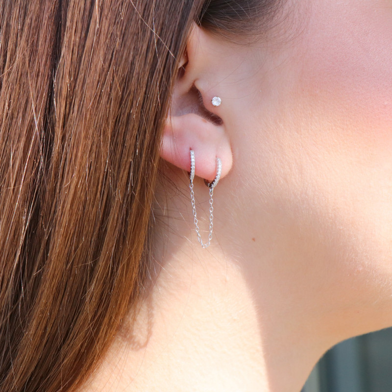 Double créoles chaîne oxydes - argent 925