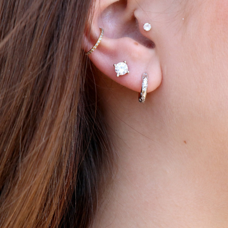 Minis-créoles oxydes étoiles argent 925 - 12mm