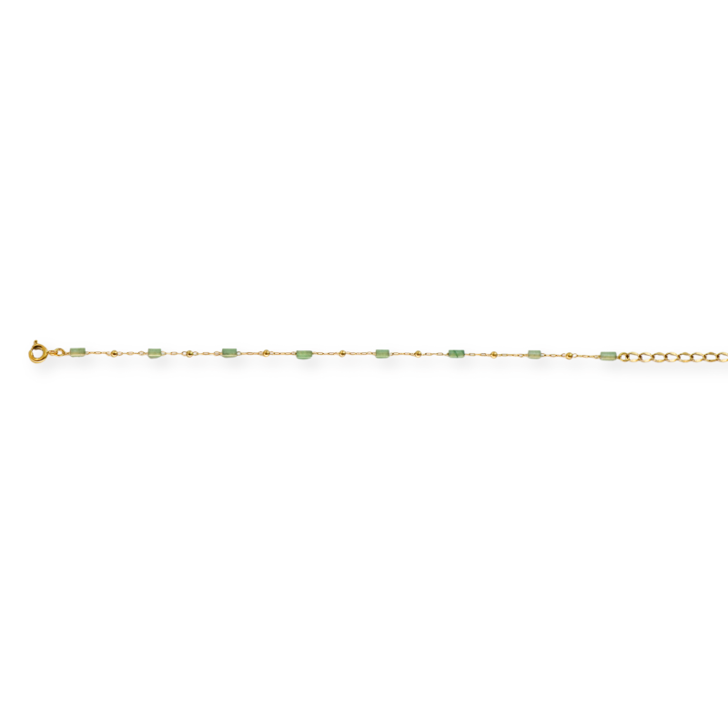 Bracelet chaine rect aventurine acier doré