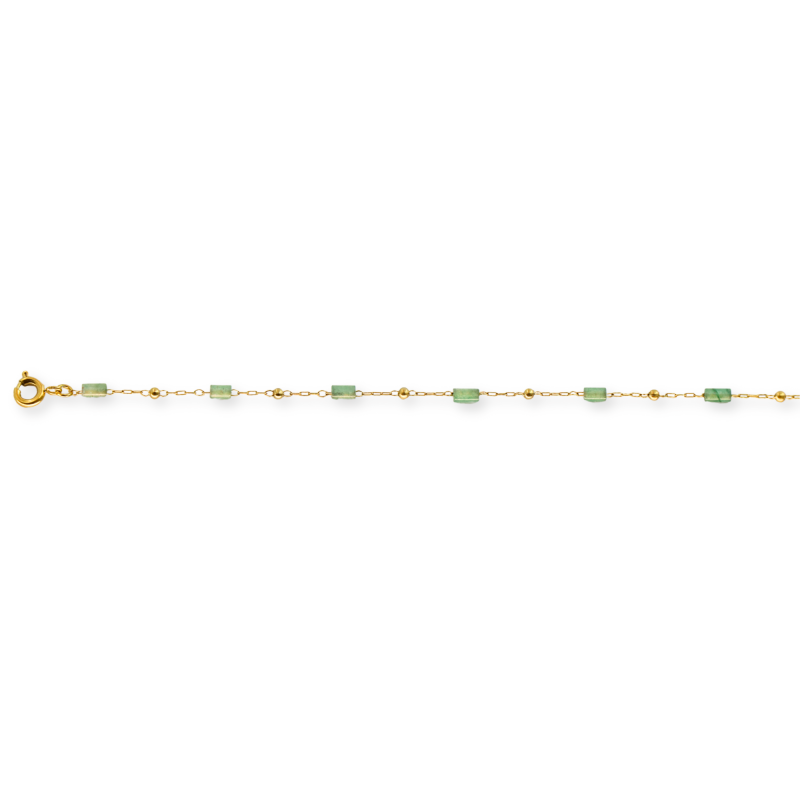 Bracelet chaine rect aventurine acier doré