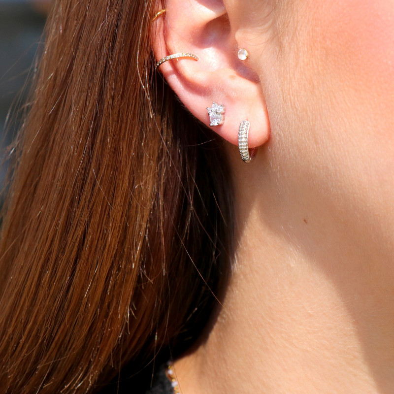 Mini-créoles boules 12mm - argent 925