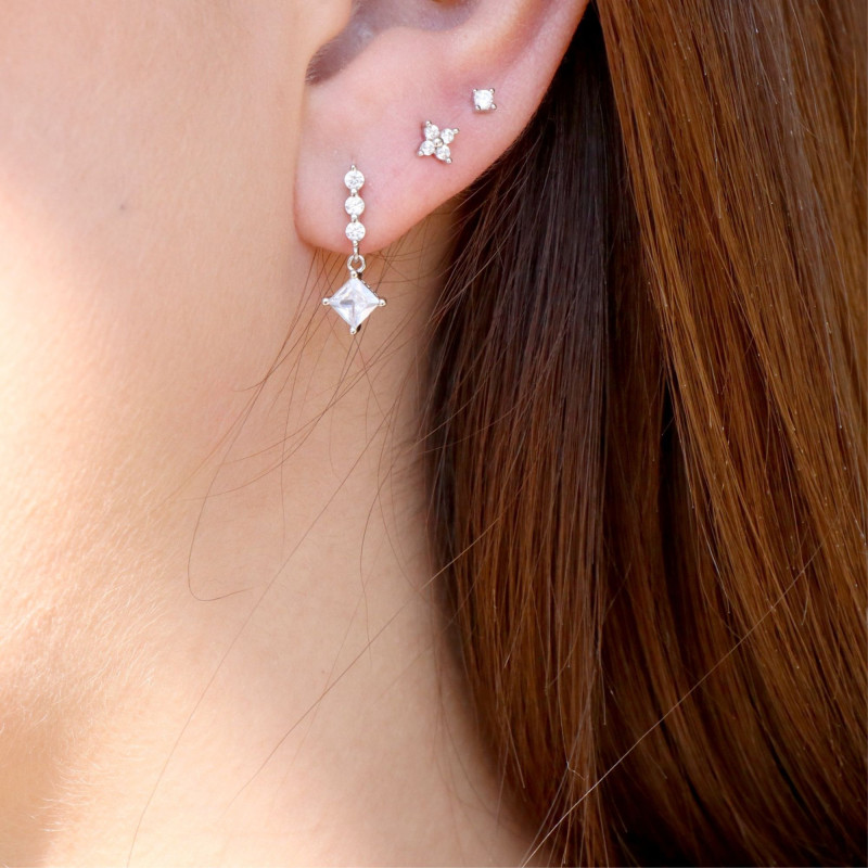 Puces mini fleur 4 oxydes argent 925
