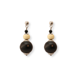 Boucles clous enfilades bois onyx acier