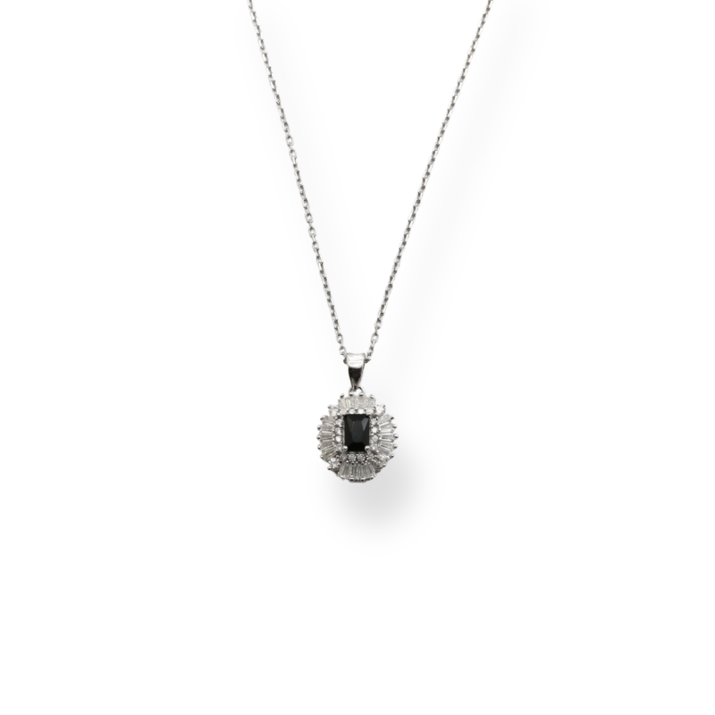 Pendentif ovale oxydes rectangle noir