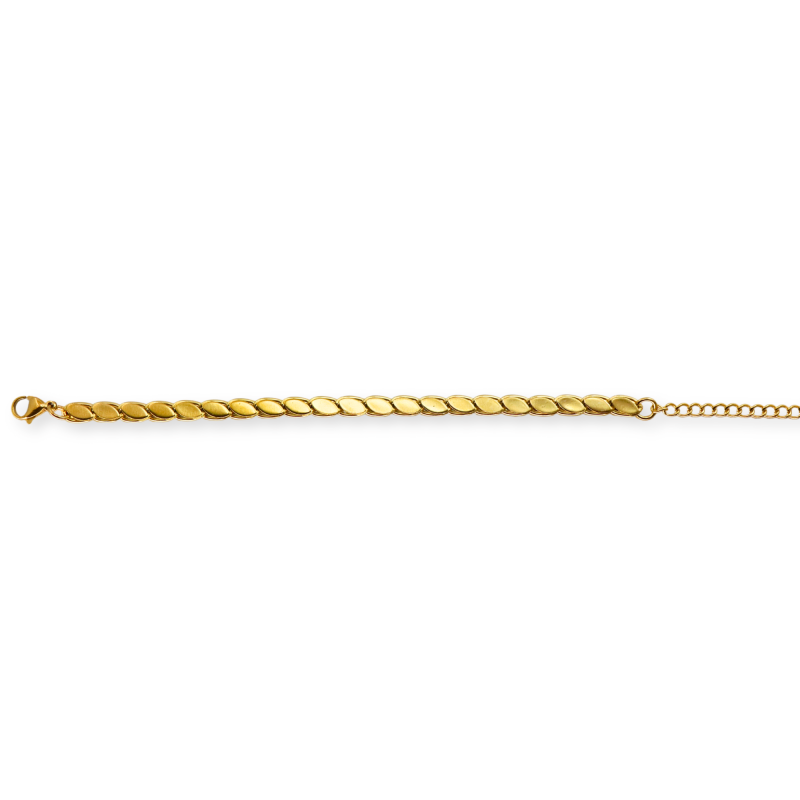 Bracelet maille épis acier doré