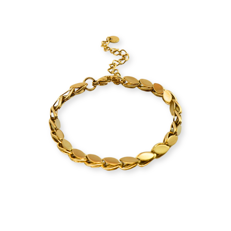 Bracelet maille épis acier doré