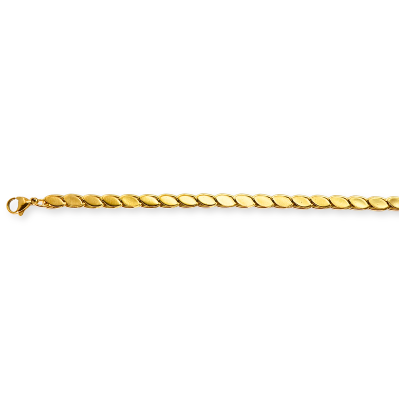 Bracelet maille épis acier doré