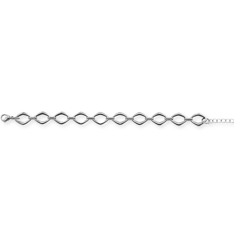 Bracelet losanges ouvert acier inox