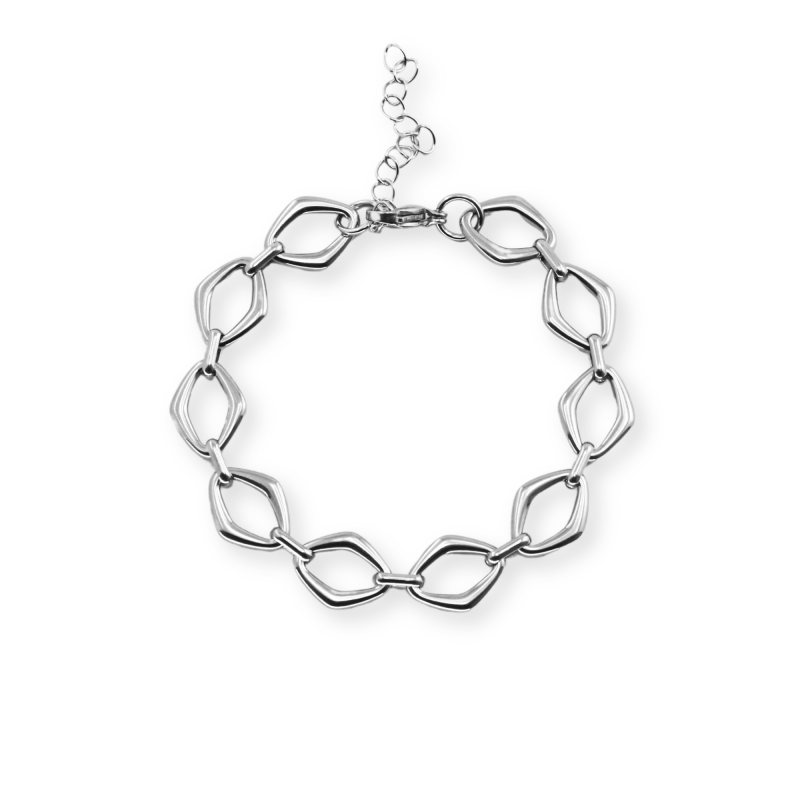 Bracelet losanges ouvert acier inox