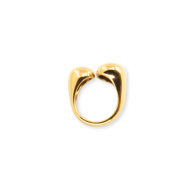 Bague ouverte rectangulaire acier doré