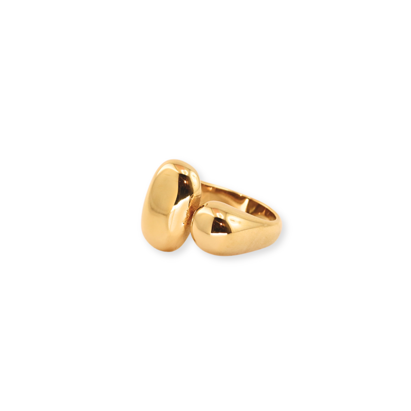 Bague ouverte rectangulaire acier doré