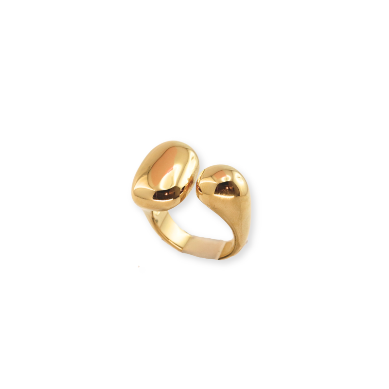 Bague ouverte rectangulaire acier doré