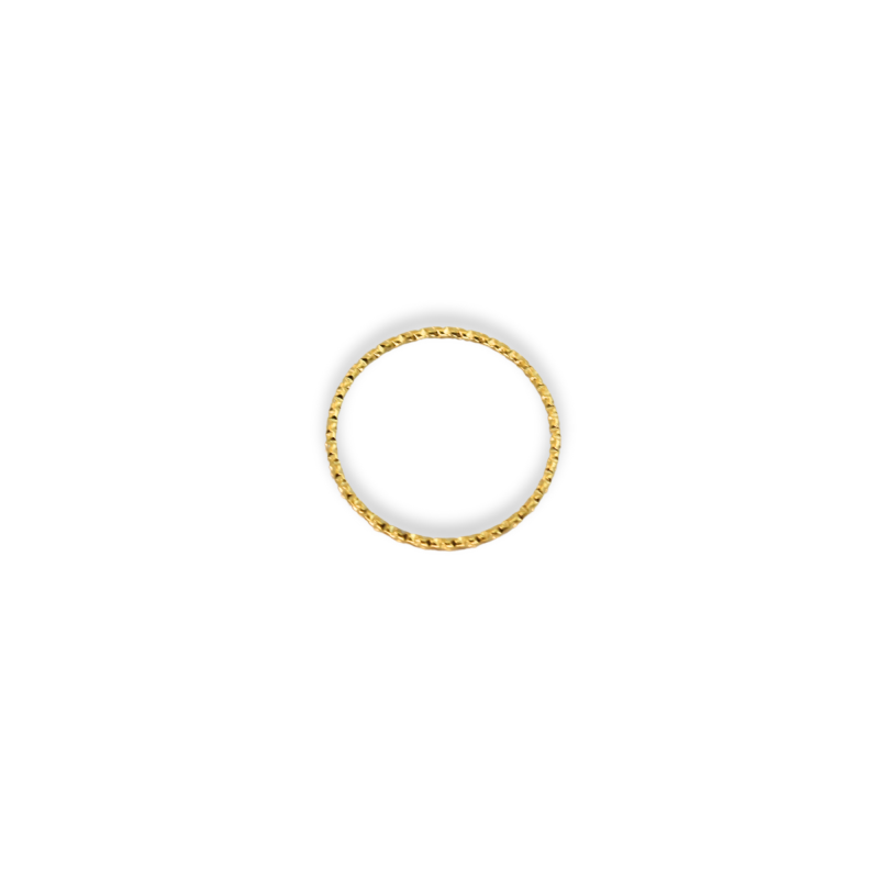 Bague fine martelée acier doré