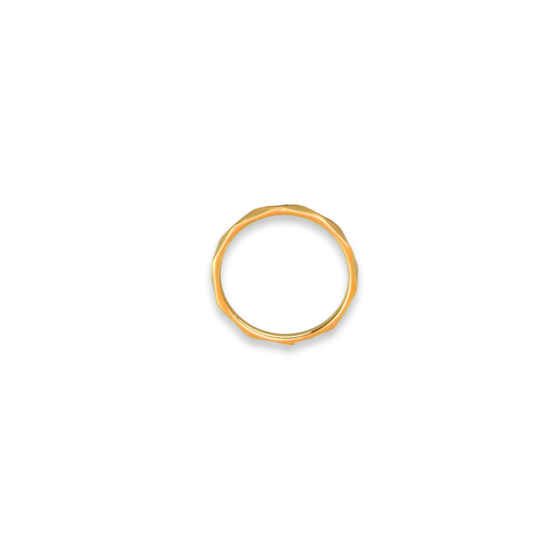 Bague fine 1 oxyde facetté acier doré
