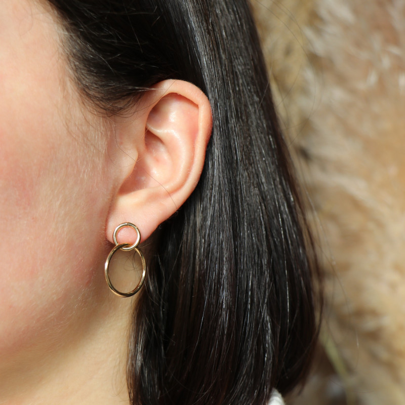 Boucles clous 2 ronds Pl Or