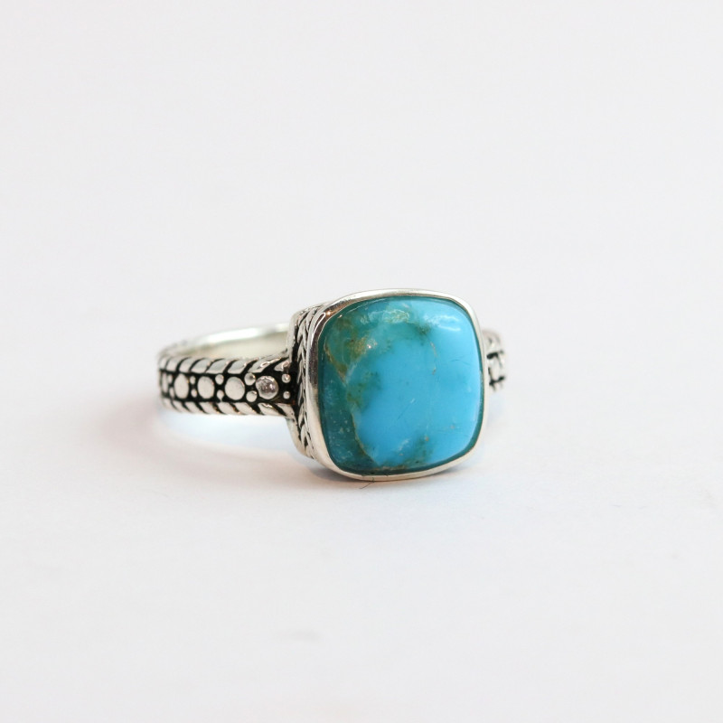 Bague amérindienne carrée turquoise