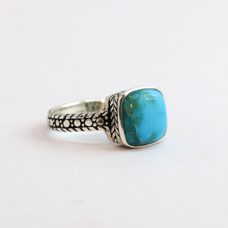 Bague amérindienne carrée turquoise