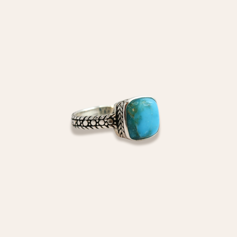 Bague amérindienne carrée turquoise