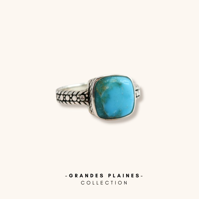 Bague amérindienne carrée turquoise