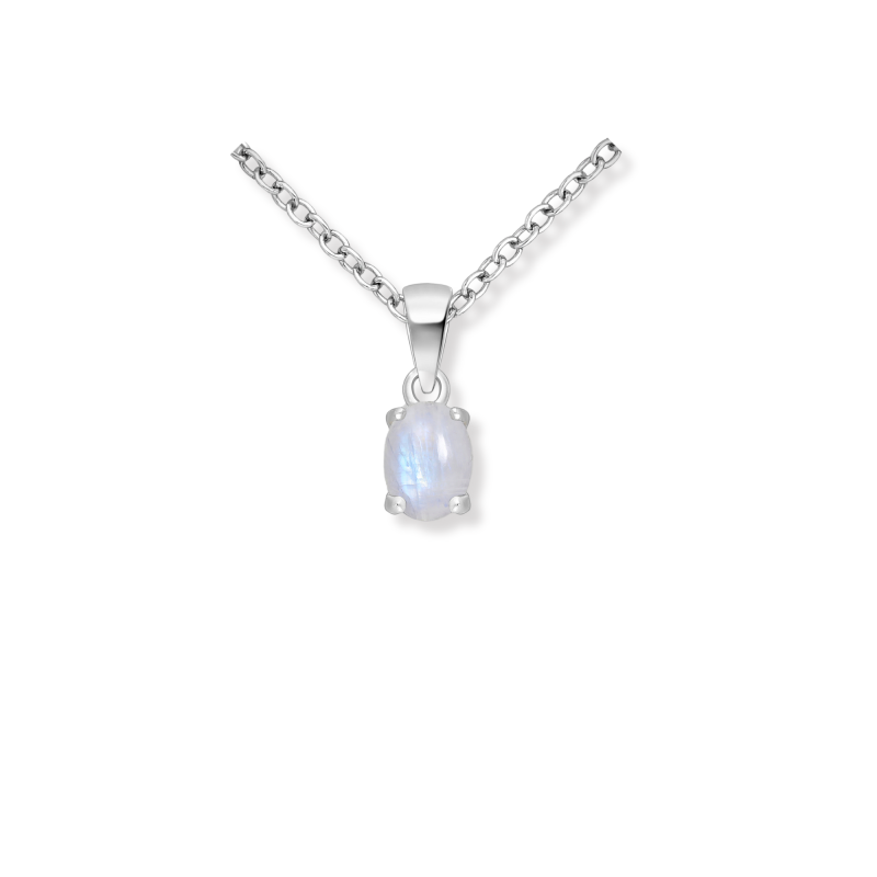 Pendentif pierre de lune sur chaîne - Argent