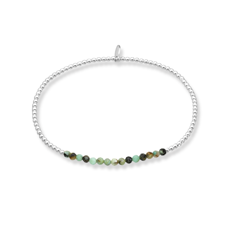 Bracelet perles argent et turquoise africaine