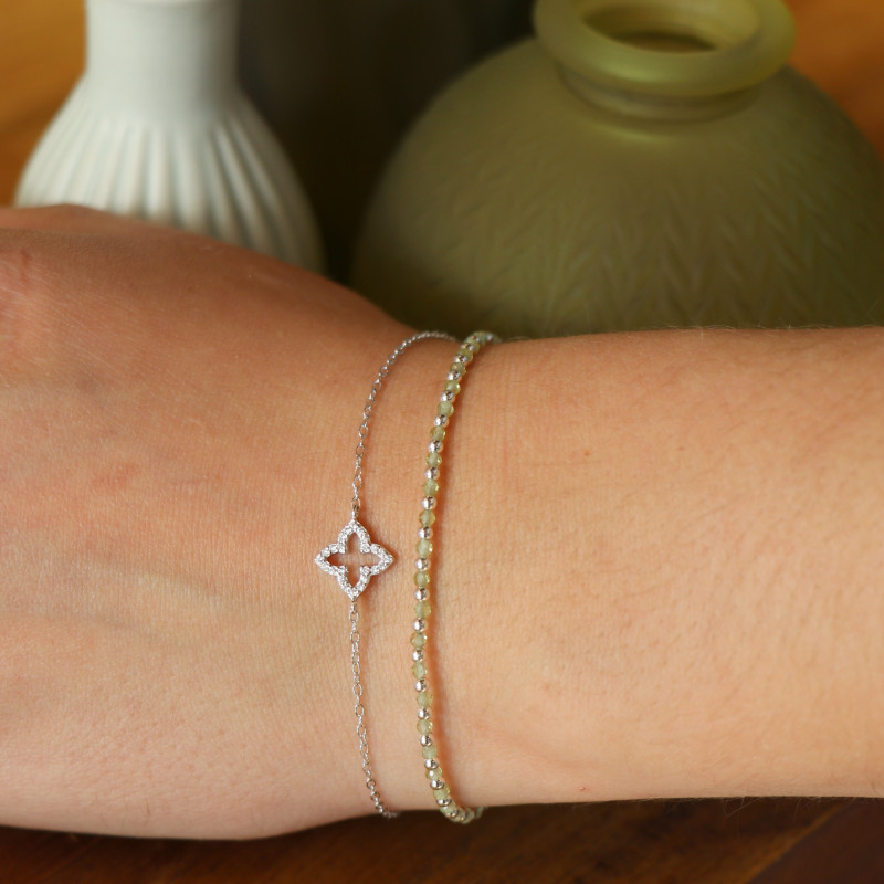Bracelet trèfle oxydes - argent 925