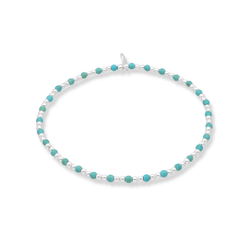 Bracelet perles argent et turquoise