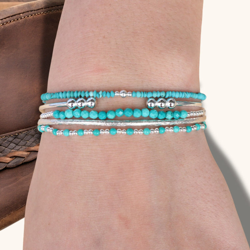 Bracelet perles turquoises et argent 925