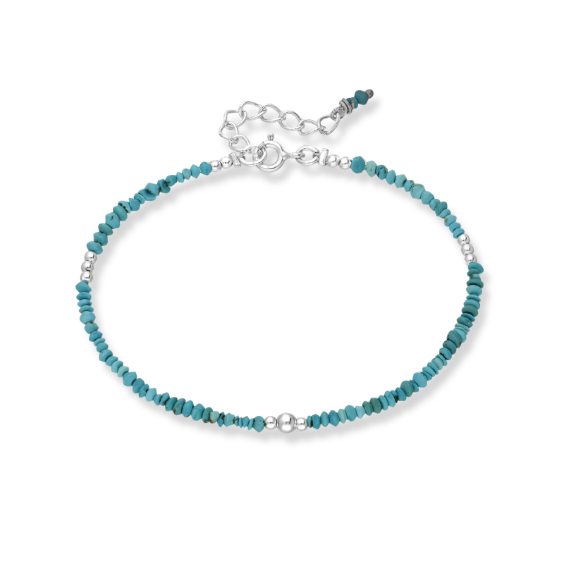 Bracelet perles turquoises et argent 925