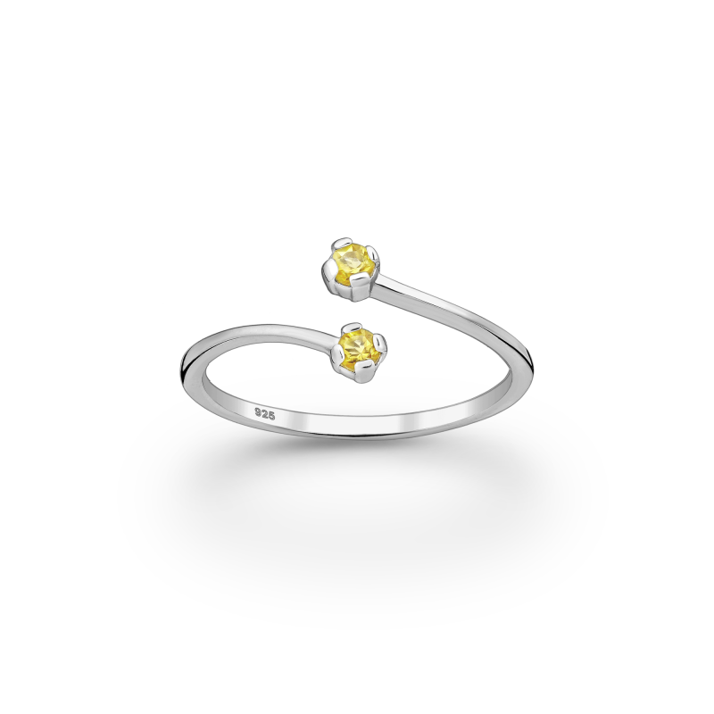 Bague ajustable duo citrine - Argent 925