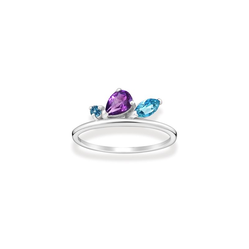 Bague améthyste et topaze