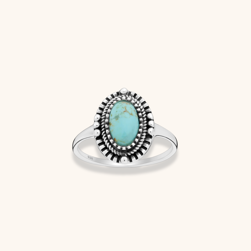Bague amérindienne ovale turquoise