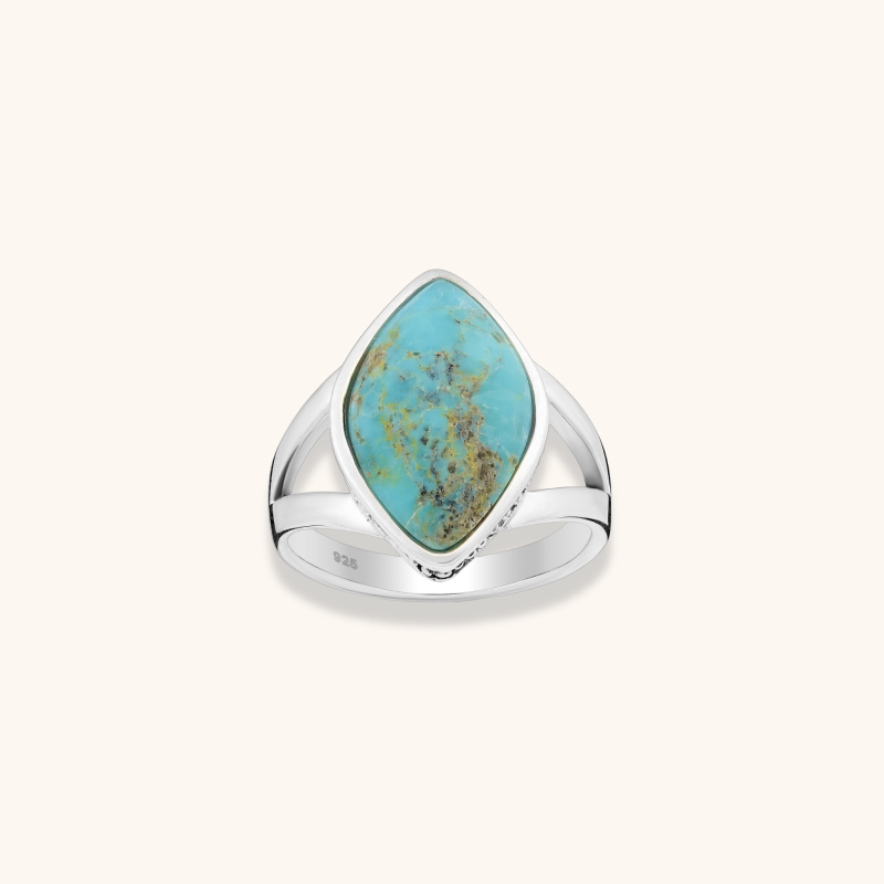 Bague amérindienne losange turquoise