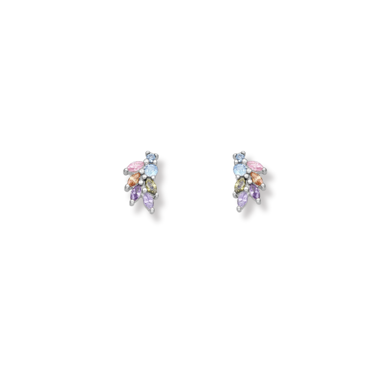 Puces épis multicolore - Argent 925