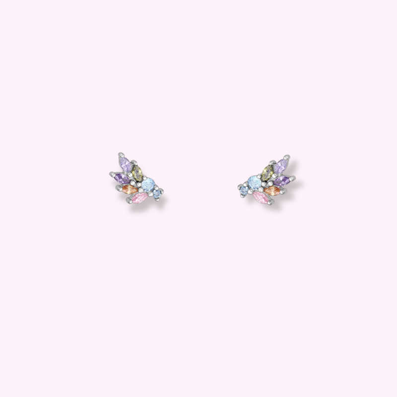 Puces épis multicolore - Argent 925