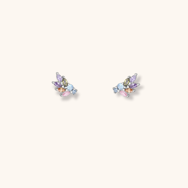 Puces épis multicolore - Argent 925