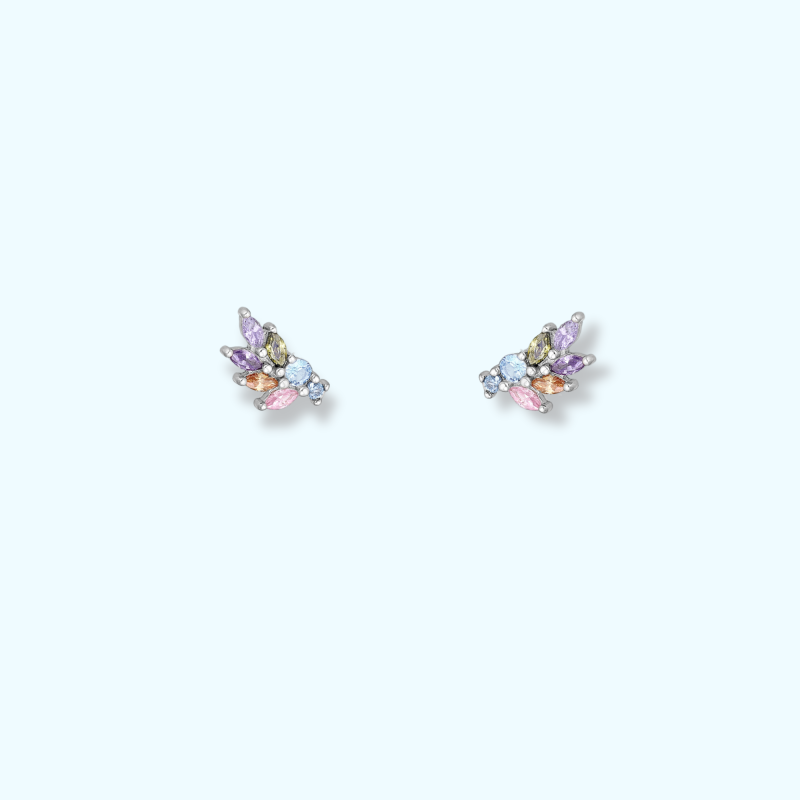 Puces épis multicolore - Argent 925