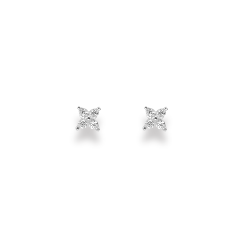 Puces mini fleur 4 oxydes argent 925
