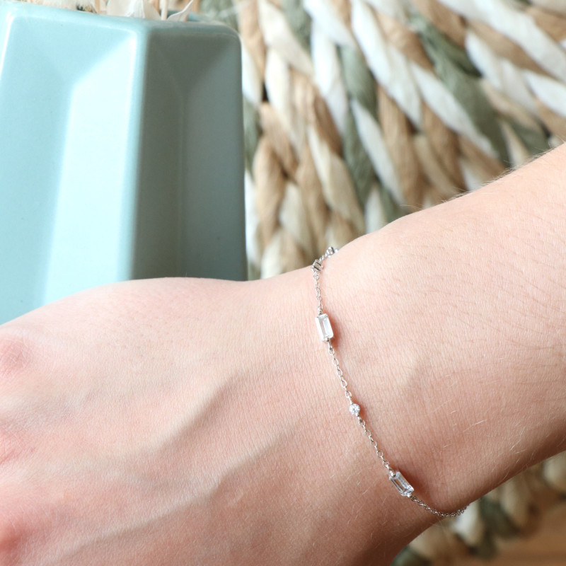 Bracelet enfilades oxydes rectangles - argent 925