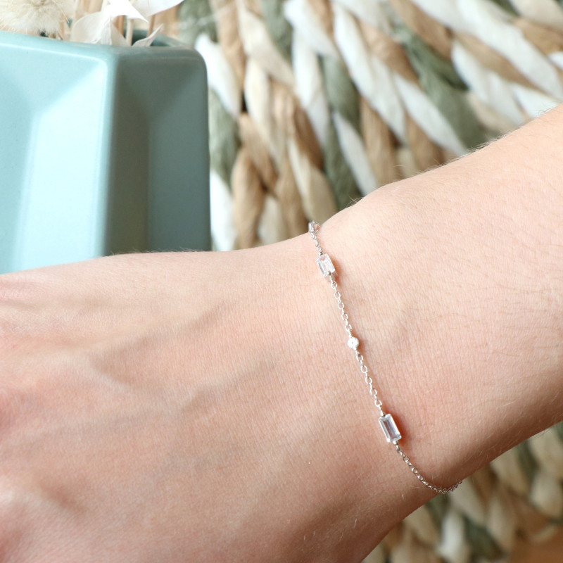 Bracelet enfilades oxydes rectangles - argent 925