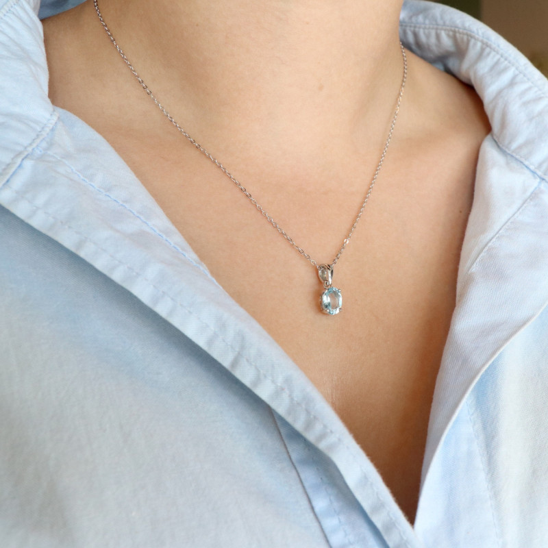 Pendentif argent topaze sur chaîne