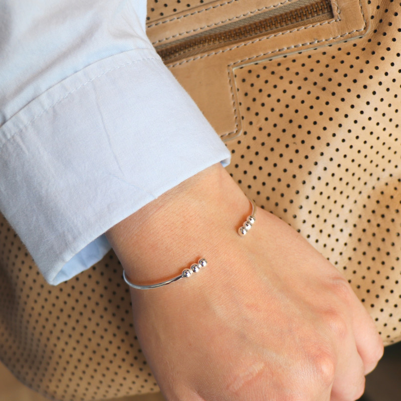 Bracelet jonc argent 3 sphères