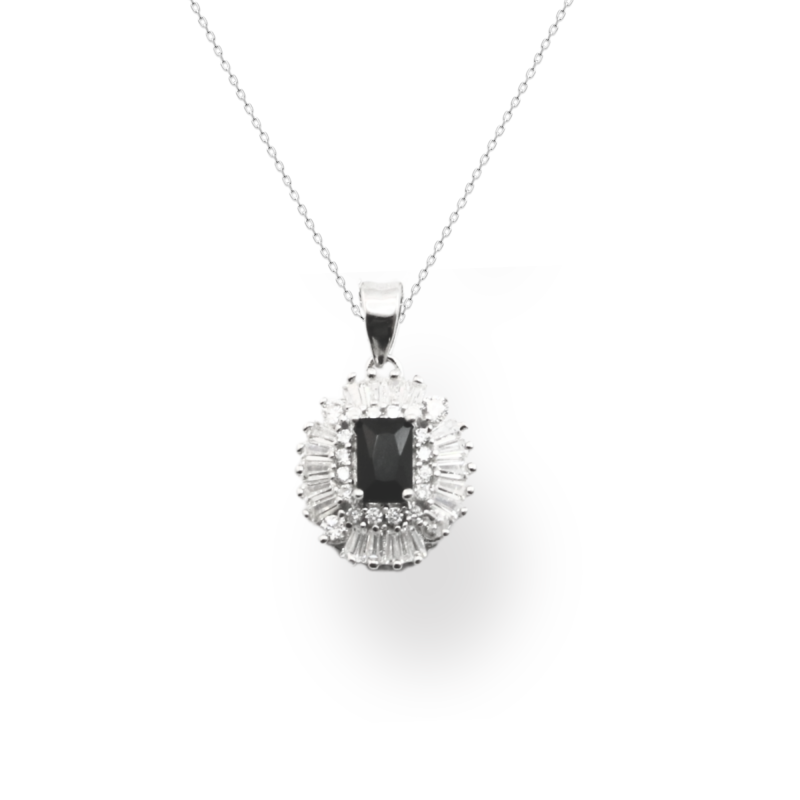 Pendentif ovale oxydes rectangle noir